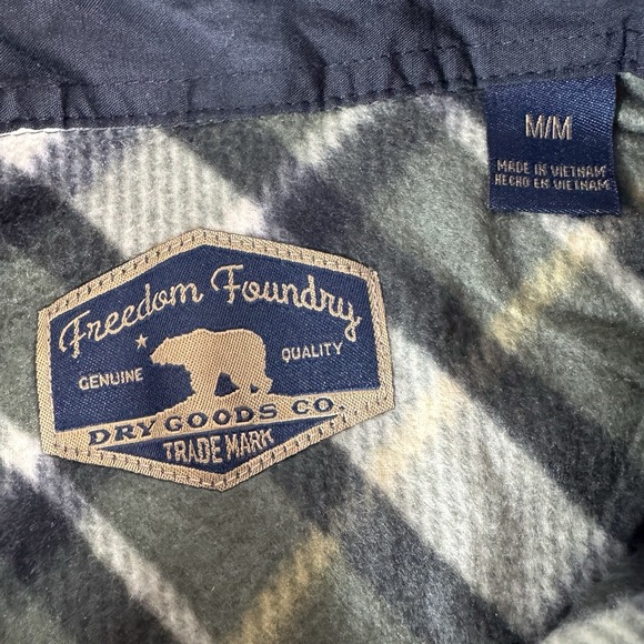 Freedom Foundry Men's Fleece Shirt Jacket Plaid Green Black Yellow Medium M - Picture 3 of 11